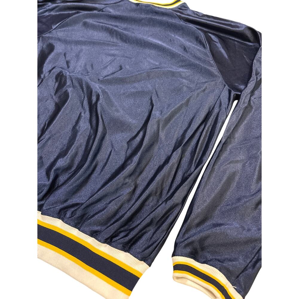 Vtg 80s Champion Tigers Shiny Nylon Navy Yellow pullover L LSU Missouri Blue Era - Picture 7 of 7